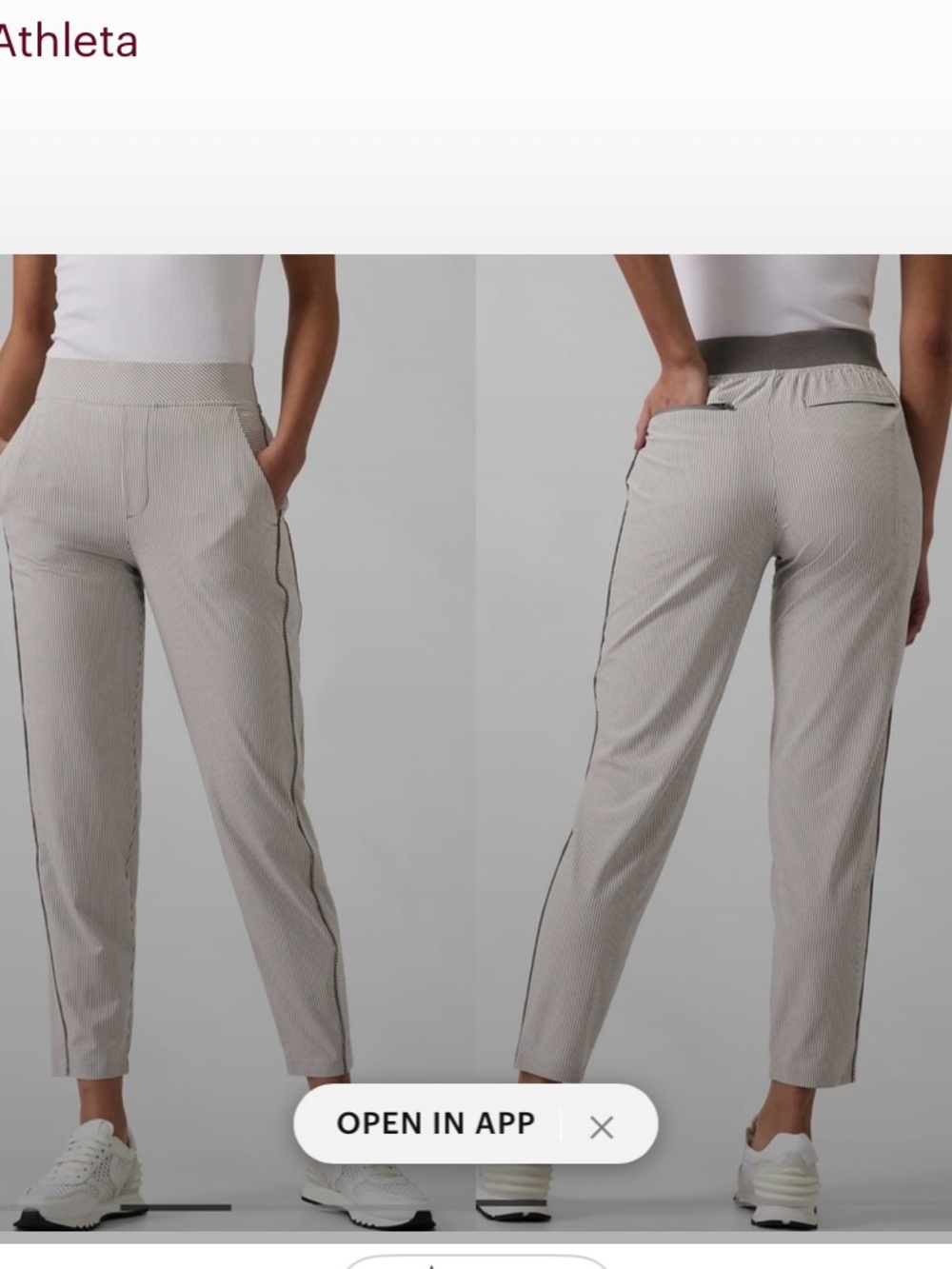 Athleta Light Gray Pinstripe Pull-On Cropped Pants